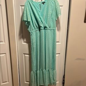 Beautiful Lane Bryant dress in mint green with gold accents
